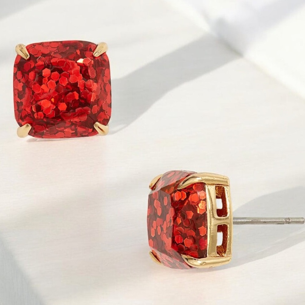 ♠️ Kate Spade New York Mini Small Square Studs Earrings Red
